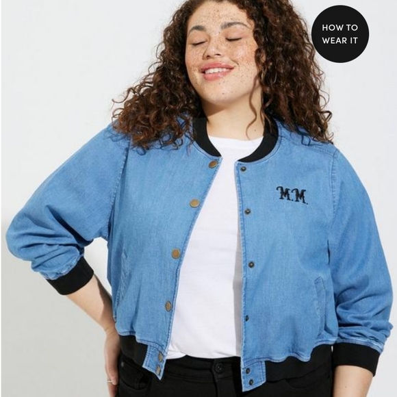 TORRID DISNEY BOMBER JACKET MICKEY MOUSE GRAPHIC DENIM AMERICANA SIZE 2X NWT - Picture 4 of 14